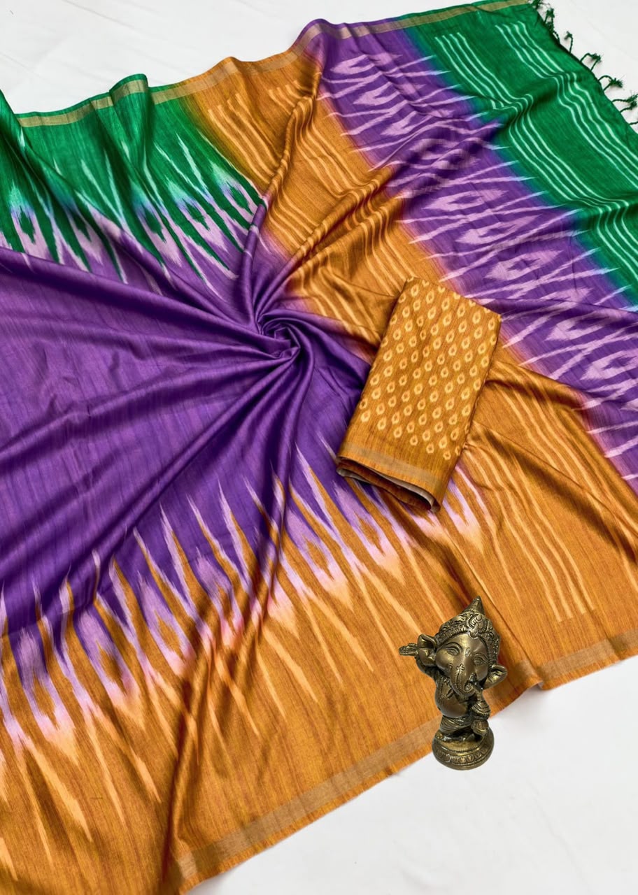 Lavender Purple Pochampally Ikat Silk Saree